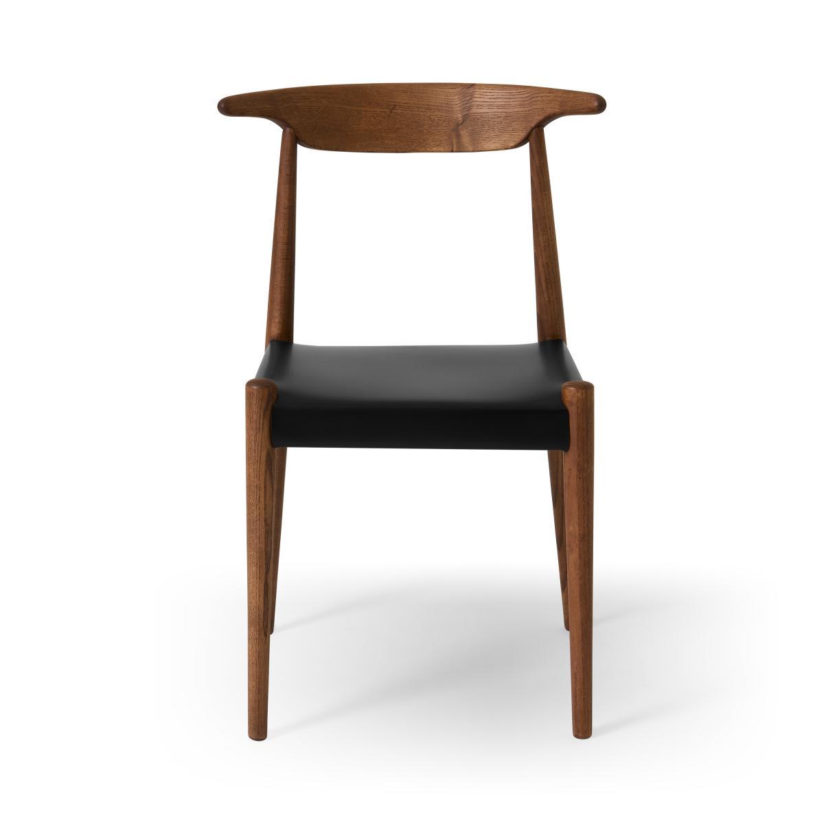 Klenno Dining Chair, Black Leather & Dark Stain Finish – image 2