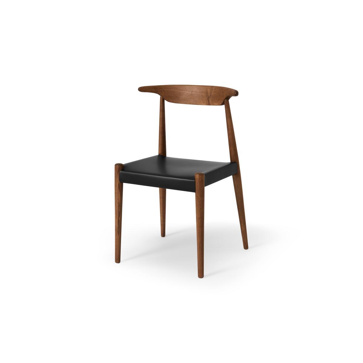 Klenno Dining Chair, Black Leather & Dark Stain Finish – image 3
