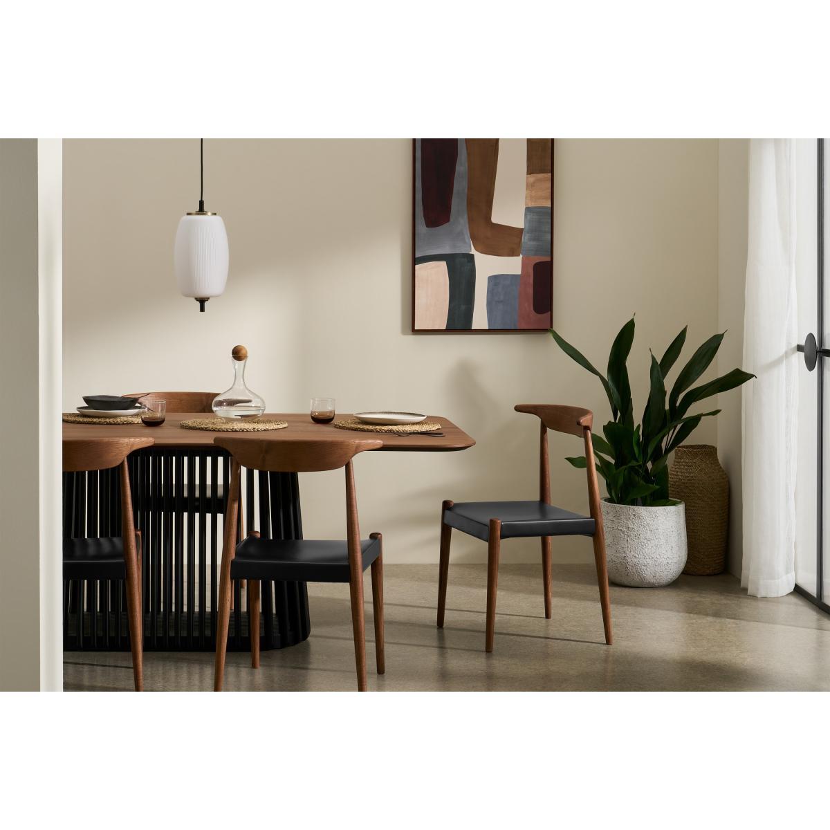 Klenno Dining Chair, Black Leather & Dark Stain Finish – image 4