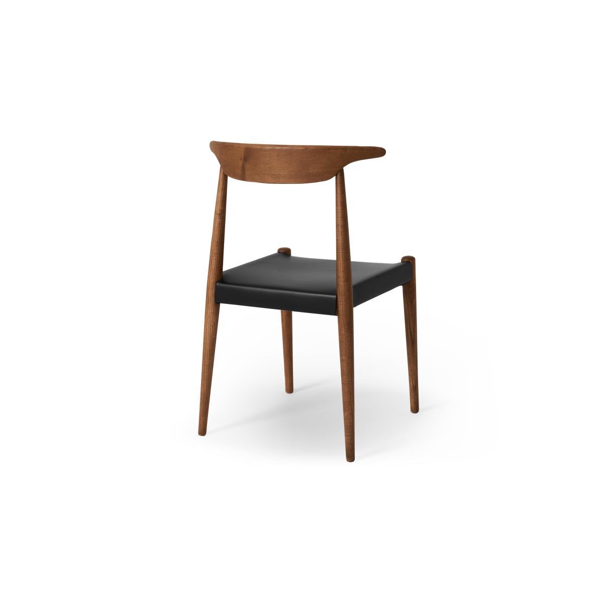 Klenno Dining Chair, Black Leather & Dark Stain Finish – image 6