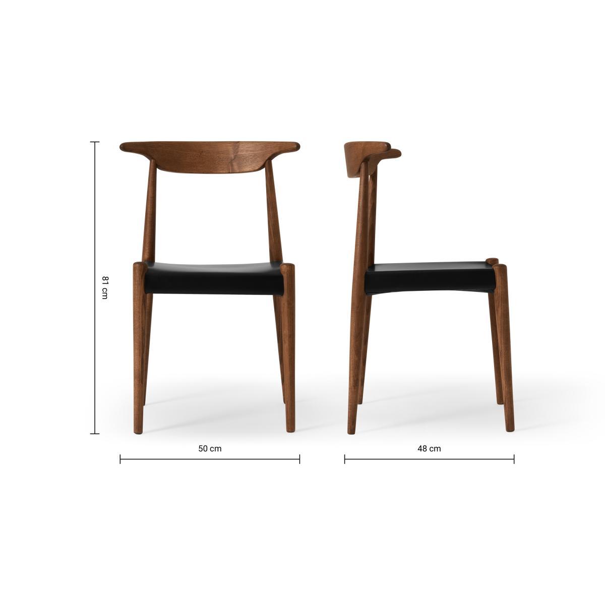 Klenno Dining Chair, Black Leather & Dark Stain Finish – image 8