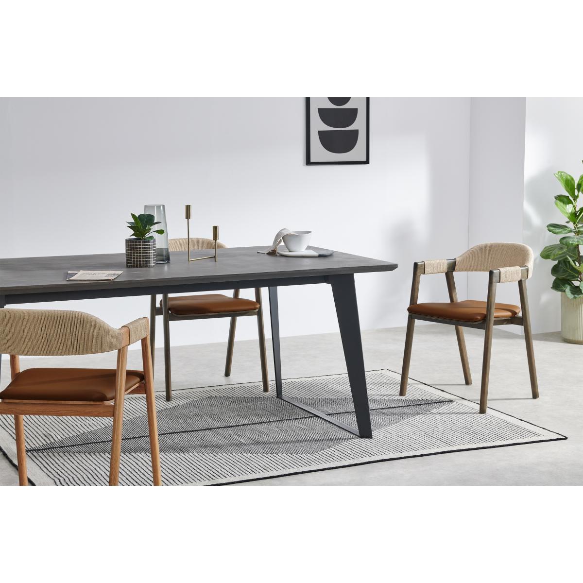 Nishan Dining Chair, Tan Faux Leather & Dark Stain – image 4
