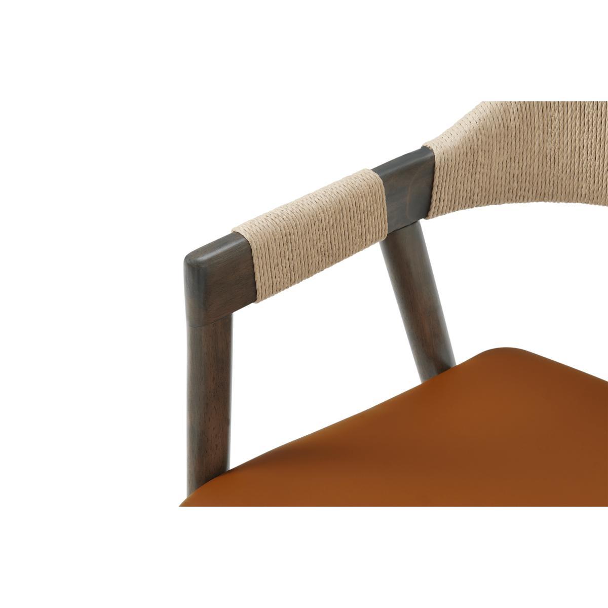 Nishan Dining Chair, Tan Faux Leather & Dark Stain – image 7
