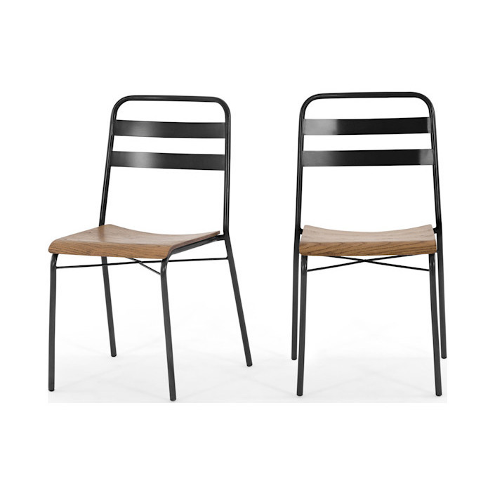 Wigbert - Set of 2 Wigbert Dining Chairs, Pine and Black – image 2