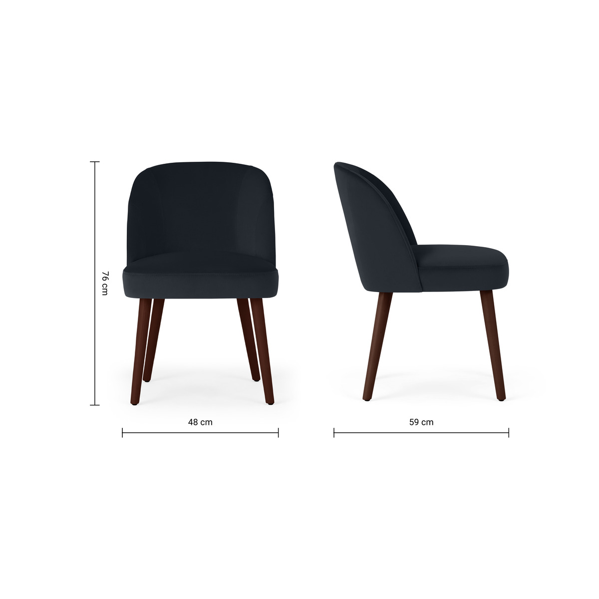 Swinton Set of 2 Dining Chairs, Dusk Blue Velvet & Walnut Leg – image 5
