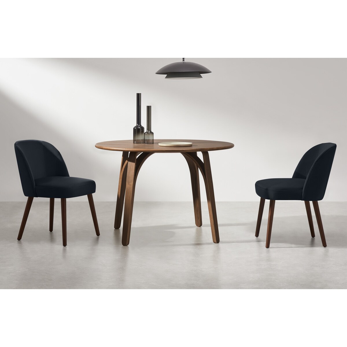 Swinton Set of 2 Dining Chairs, Dusk Blue Velvet & Walnut Leg – image 6