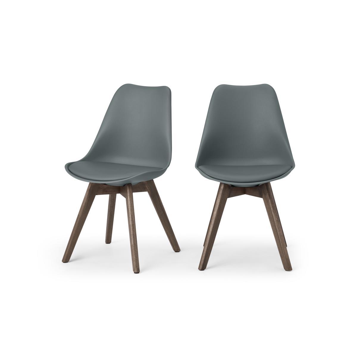 Deon Set of 2 Dining Chairs, Grey with Dark Stain Legs – image 2