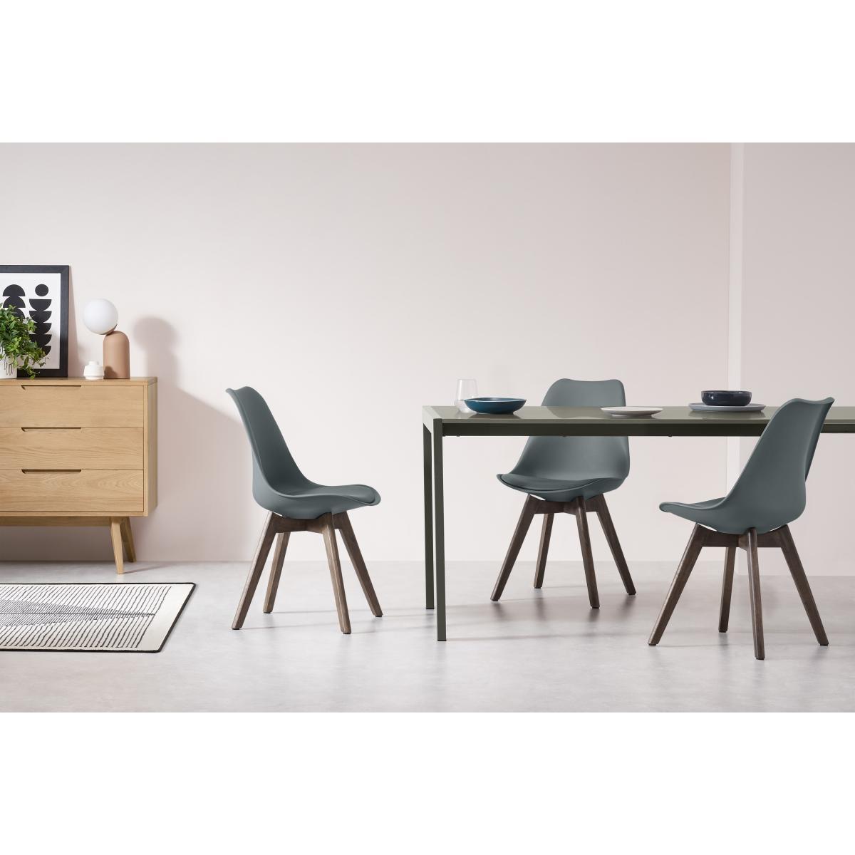 Deon Set of 2 Dining Chairs, Grey with Dark Stain Legs – image 3