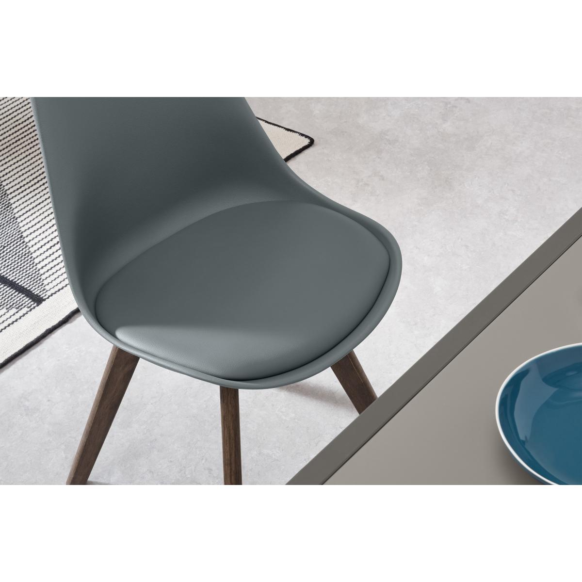 Deon Set of 2 Dining Chairs, Grey with Dark Stain Legs – image 4