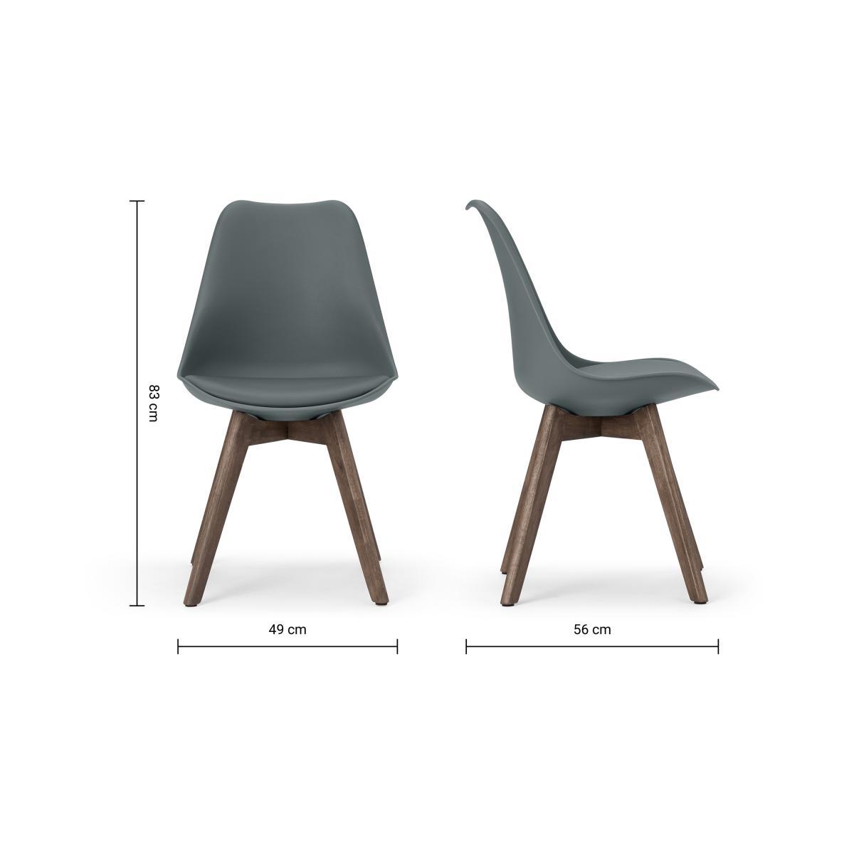 Deon Set of 2 Dining Chairs, Grey with Dark Stain Legs – image 8