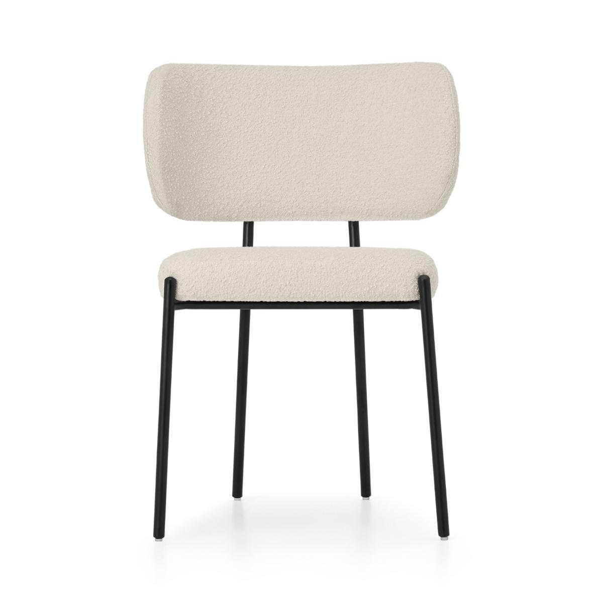 Asare Dining Chair, White Boucle with Black Legs – image 2