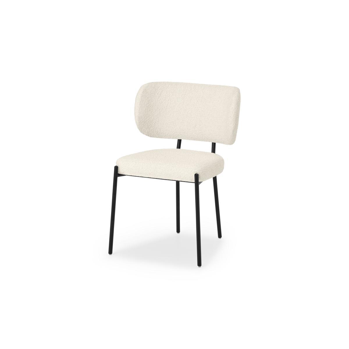 Asare Dining Chair, White Boucle with Black Legs – image 3