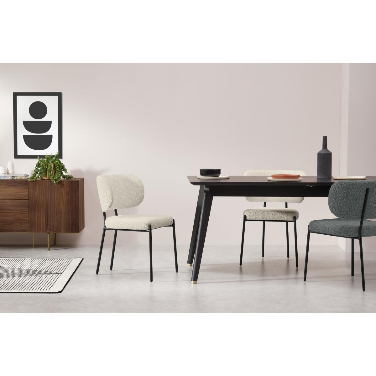 Asare Dining Chair, White Boucle with Black Legs – image 4