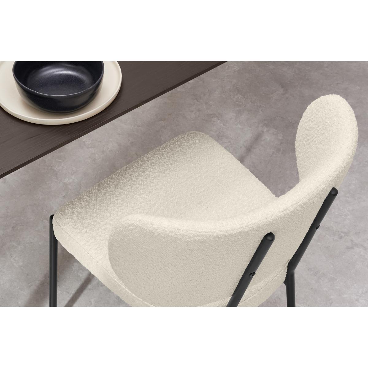 Asare Dining Chair, White Boucle with Black Legs – image 5