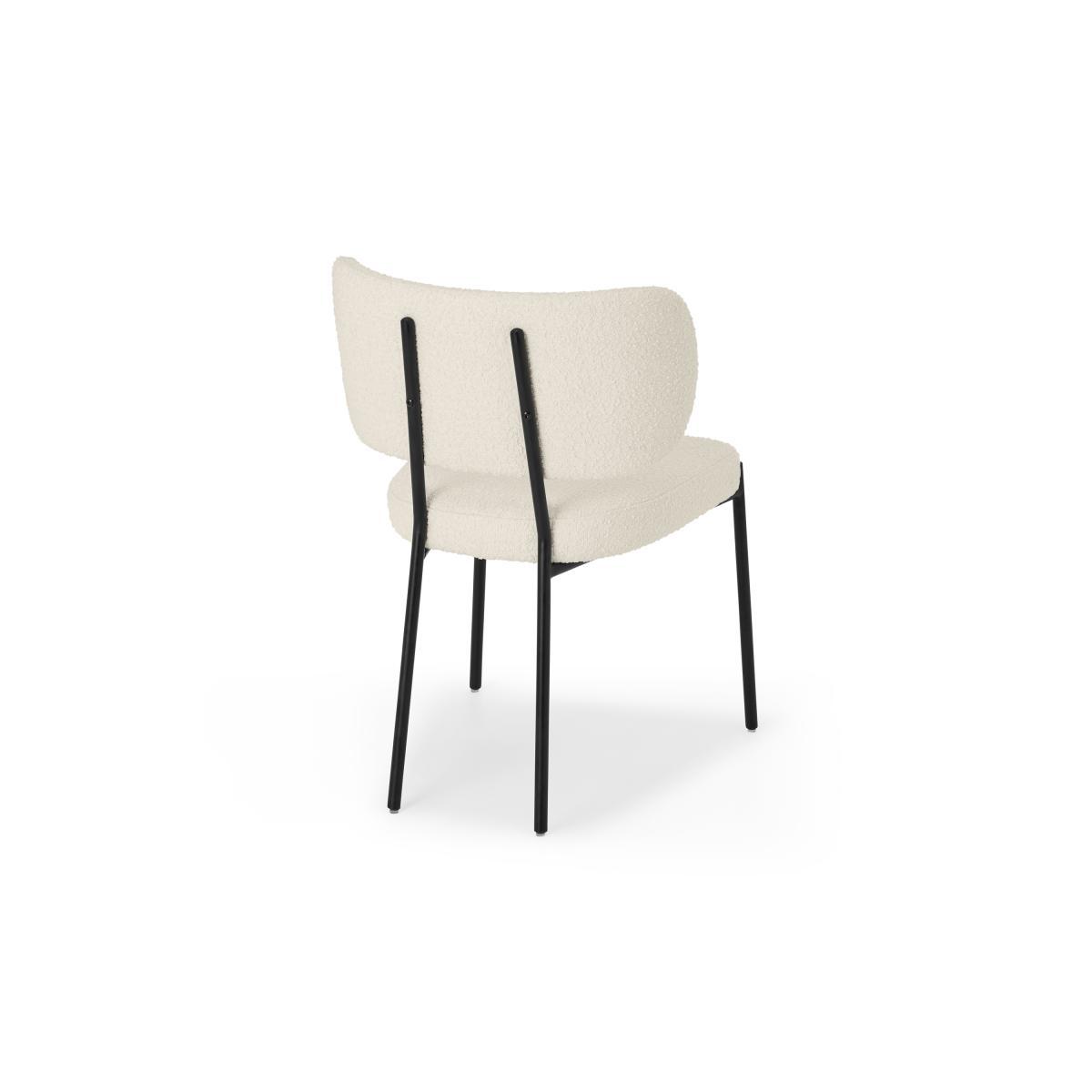 Asare Dining Chair, White Boucle with Black Legs – image 6