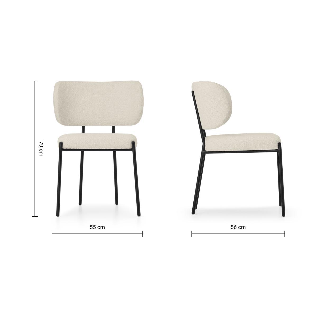 Asare Dining Chair, White Boucle with Black Legs – image 9