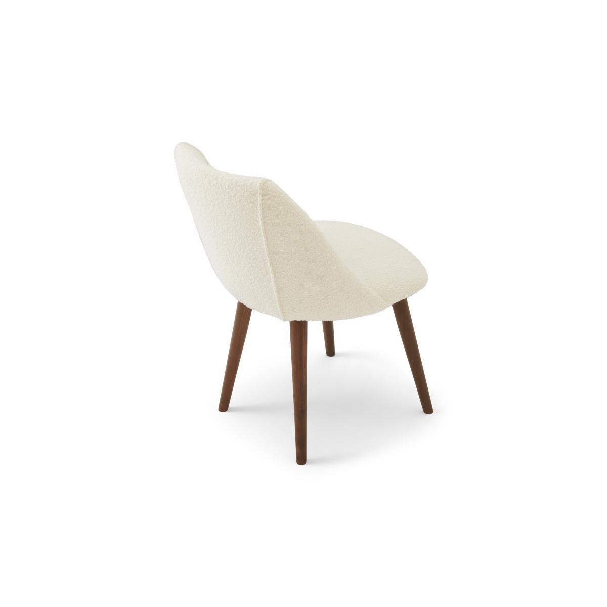 Lule Set of 2 Dining Chairs, Whitewash Boucle with Walnut Legs – image 5