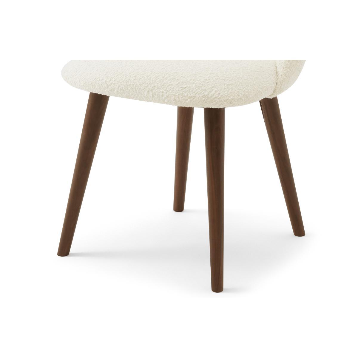 Lule Set of 2 Dining Chairs, Whitewash Boucle with Walnut Legs – image 6