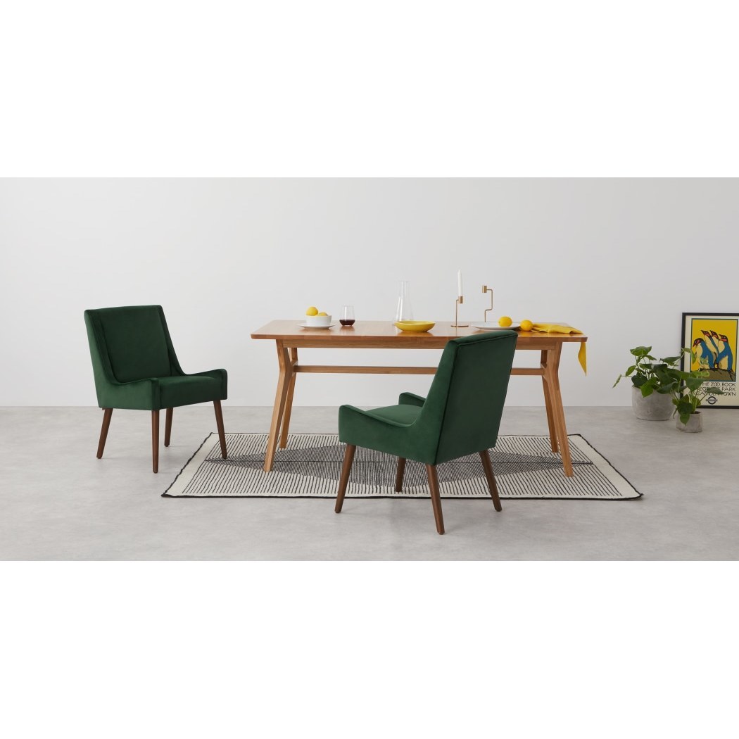 Higgs - Set of 2 Higgs Dining Chairs, Pine Green Velvet – image 2