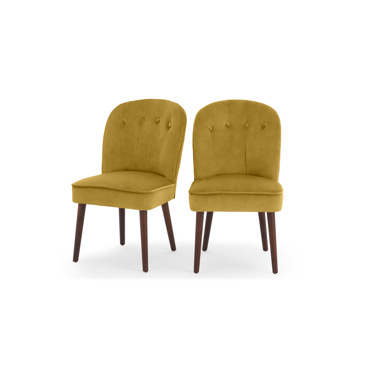 Set of 2 Margot Dining Chairs, Vintage Gold Velvet and Dark Wood – image 2