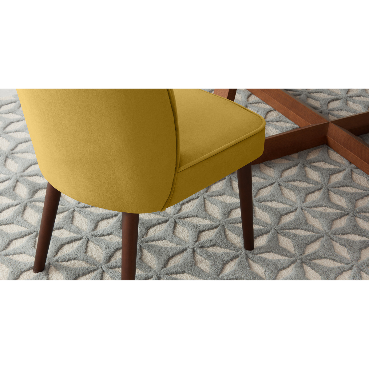 Set of 2 Margot Dining Chairs, Vintage Gold Velvet and Dark Wood – image 4