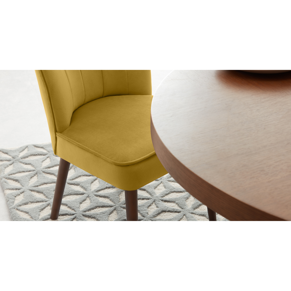 Set of 2 Margot Dining Chairs, Vintage Gold Velvet and Dark Wood – image 6