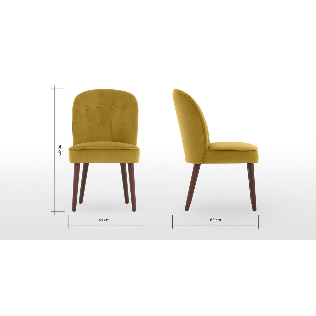 Set of 2 Margot Dining Chairs, Vintage Gold Velvet and Dark Wood – image 8