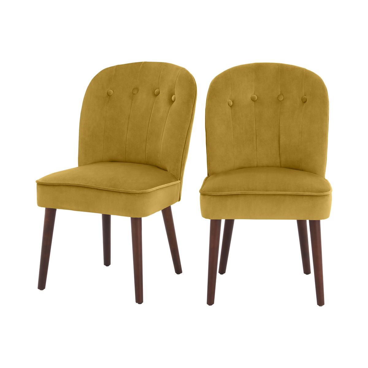 Set of 2 Margot Dining Chairs, Vintage Gold Velvet and Dark Wood – image 1