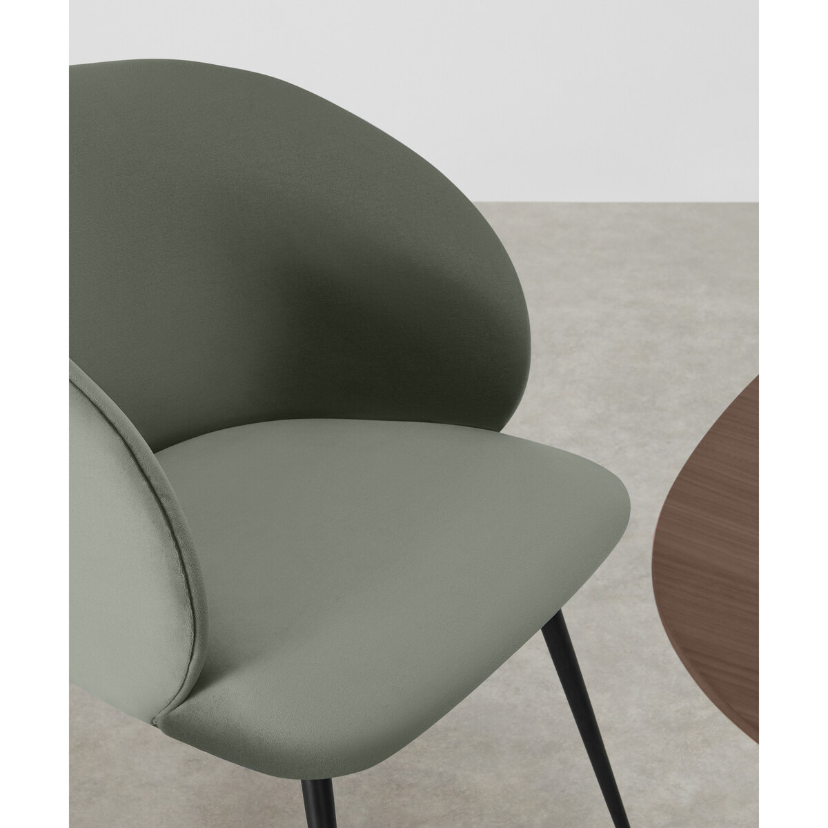 Adeline Set of 2 Carver Dining Chairs, Sage Green Velvet & Black – image 4