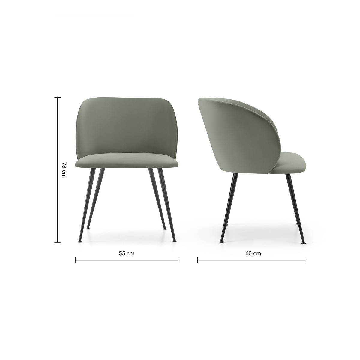 Adeline Set of 2 Carver Dining Chairs, Sage Green Velvet & Black – image 5