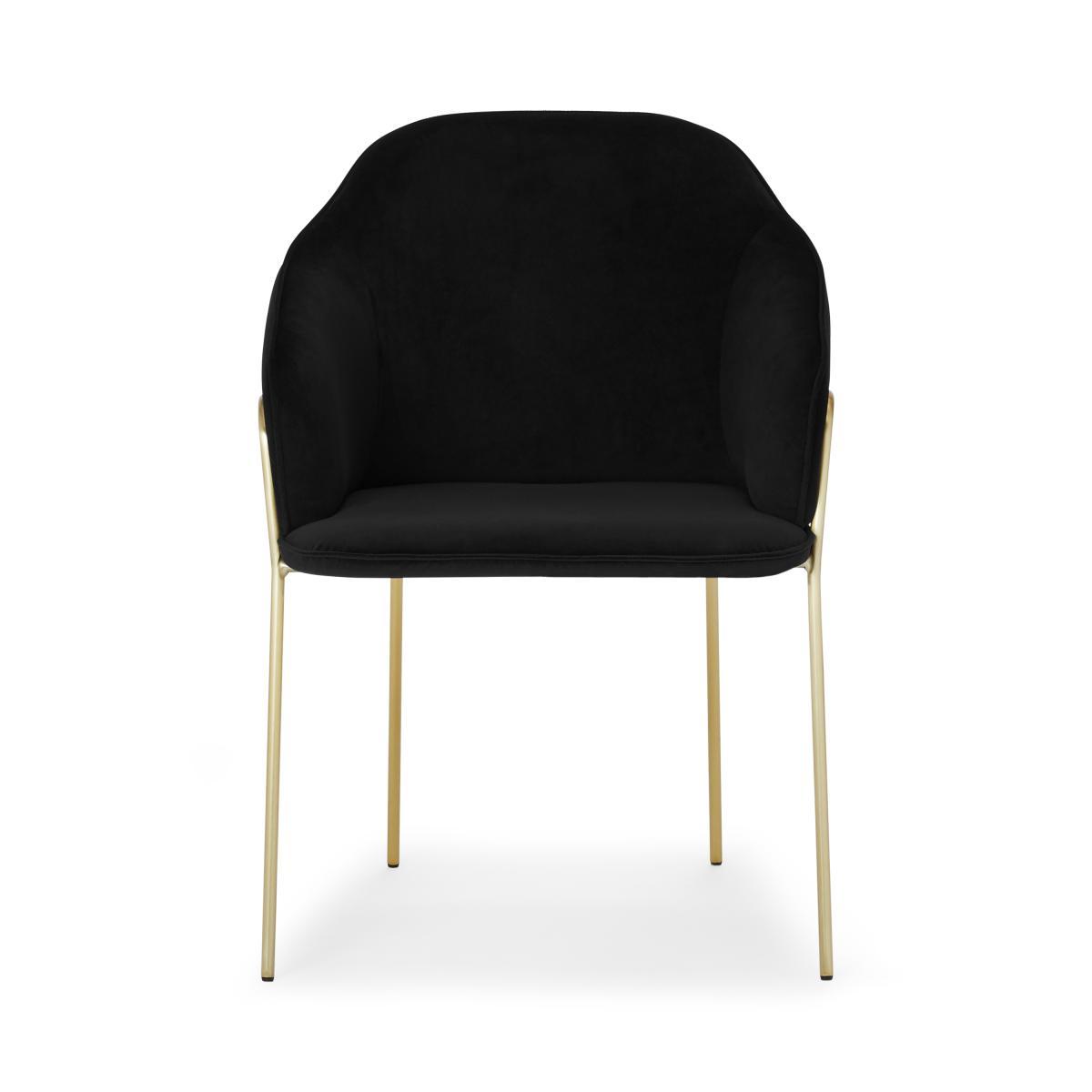 Stanley Carver Dining Chair, Deep Black Velvet with Brass Legs – image 2