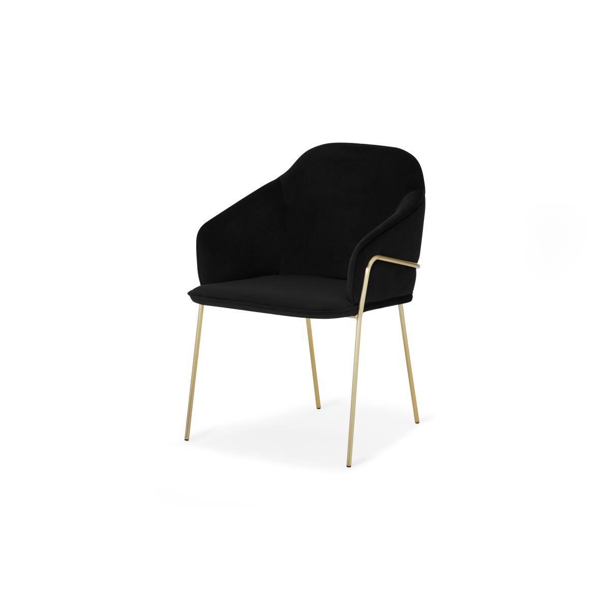 Stanley Carver Dining Chair, Deep Black Velvet with Brass Legs – image 3