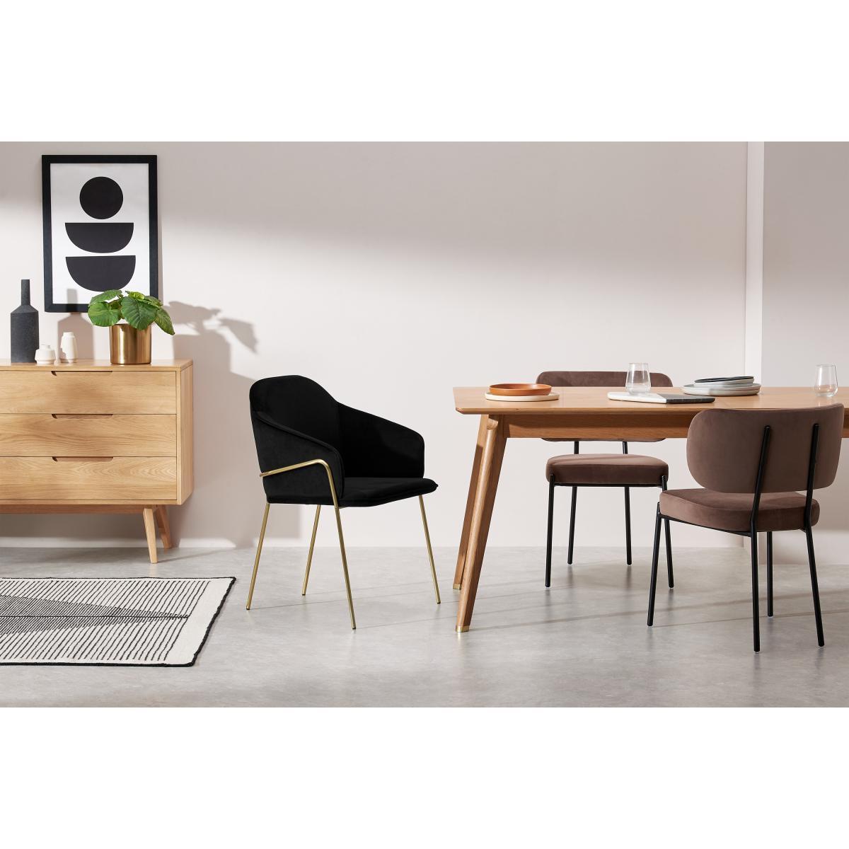 Stanley Carver Dining Chair, Deep Black Velvet with Brass Legs – image 4
