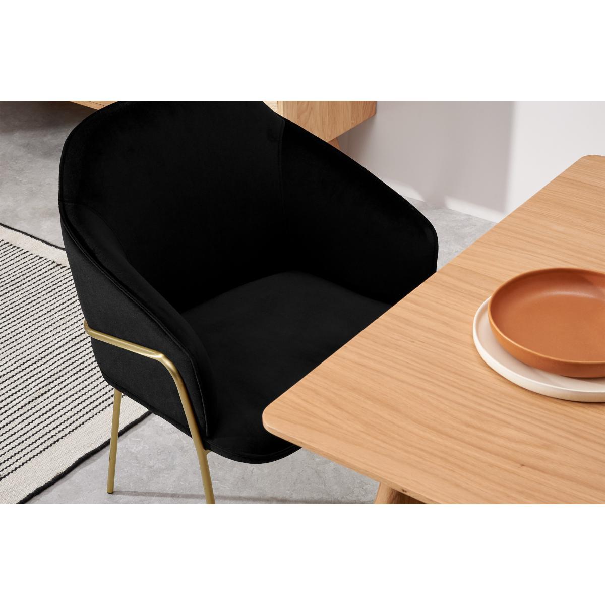 Stanley Carver Dining Chair, Deep Black Velvet with Brass Legs – image 5