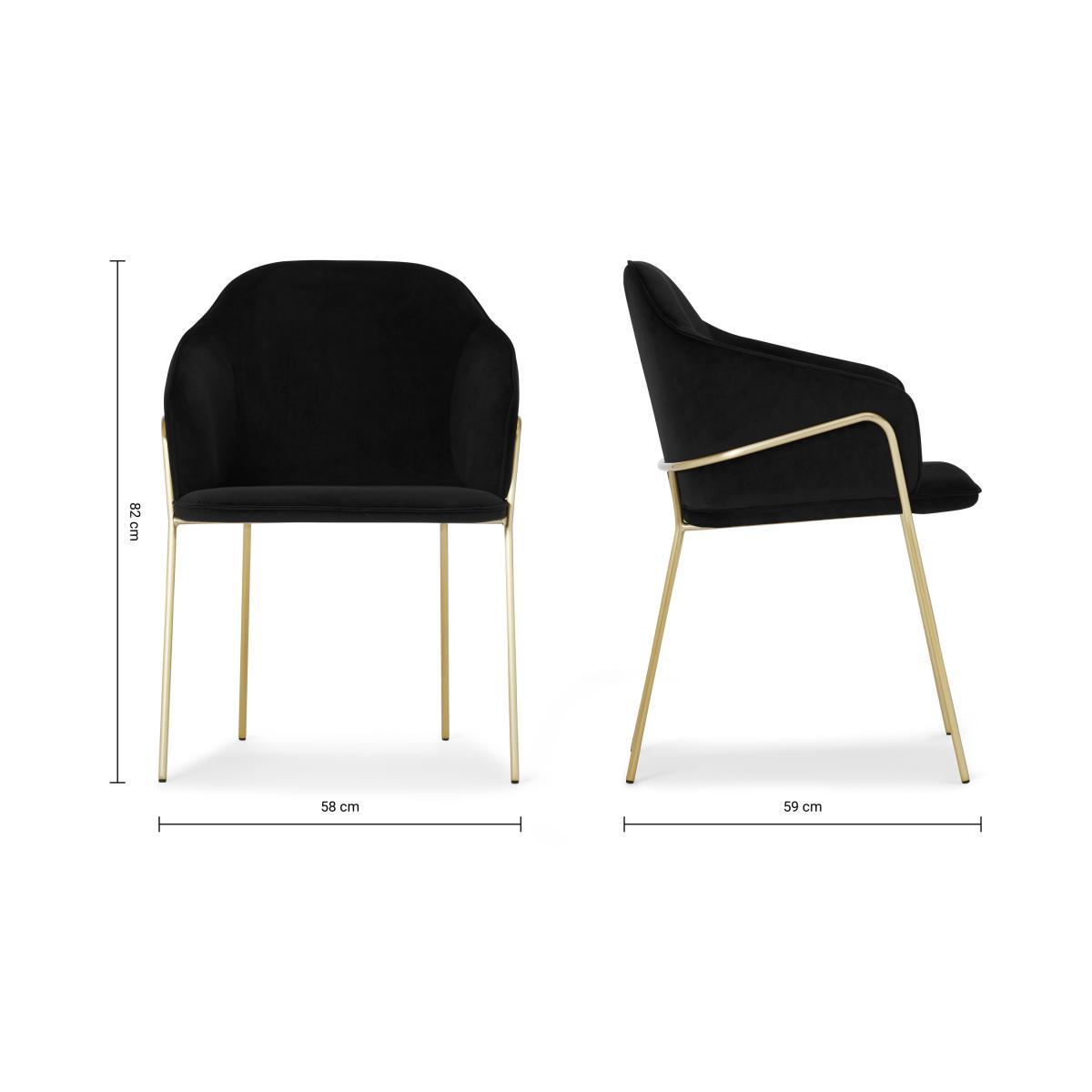 Stanley Carver Dining Chair, Deep Black Velvet with Brass Legs – image 8