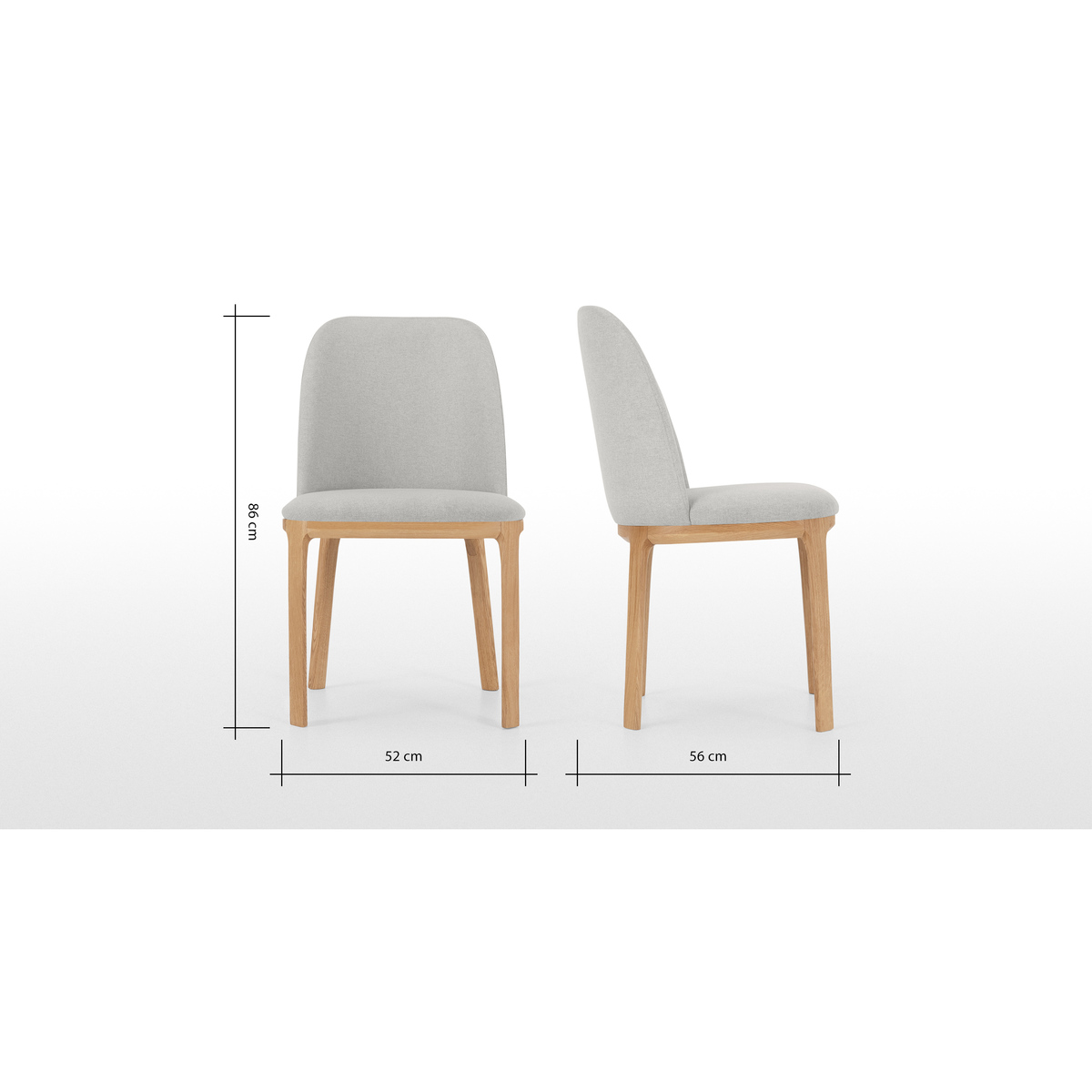 Set of 2 Nuno Dining Chairs, Oak and Hail Grey – image 8