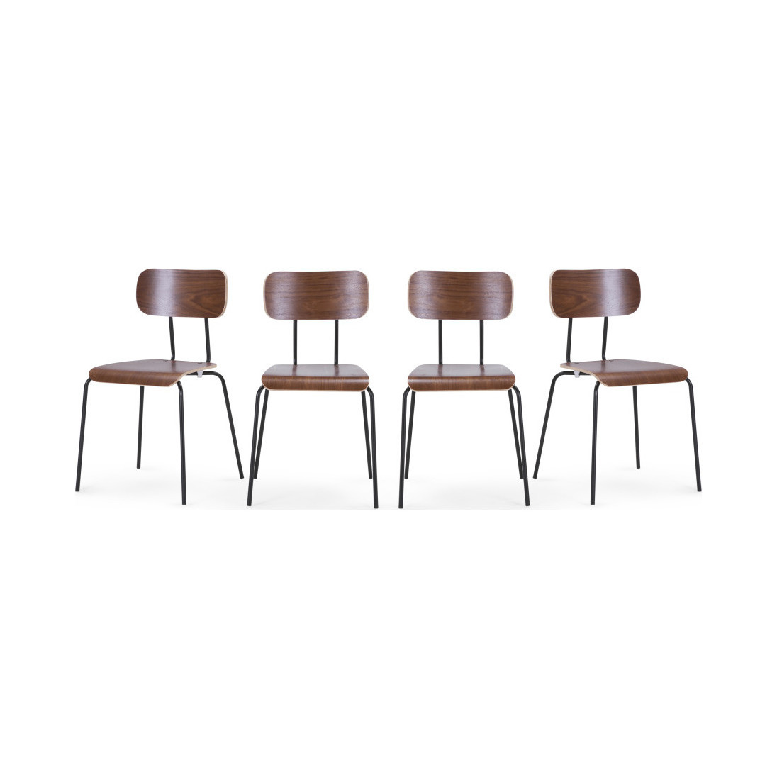 Haywood - Set of 4 Haywood Dining Chairs, Walnut and Black – image 1