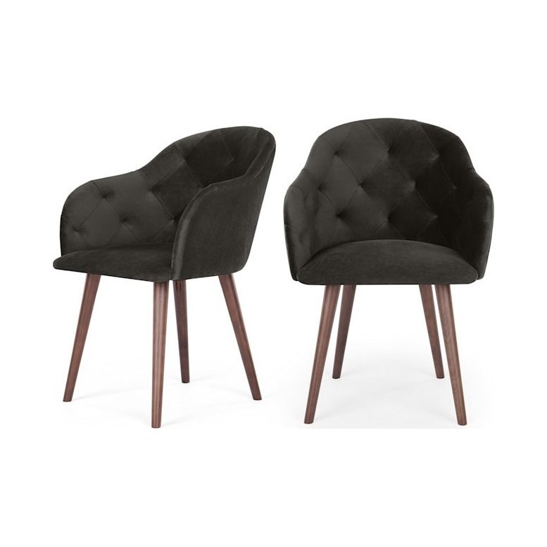 Clarris - Set of 2 Clarris High Back Carver Chairs, Otter Grey Velvet – image 1