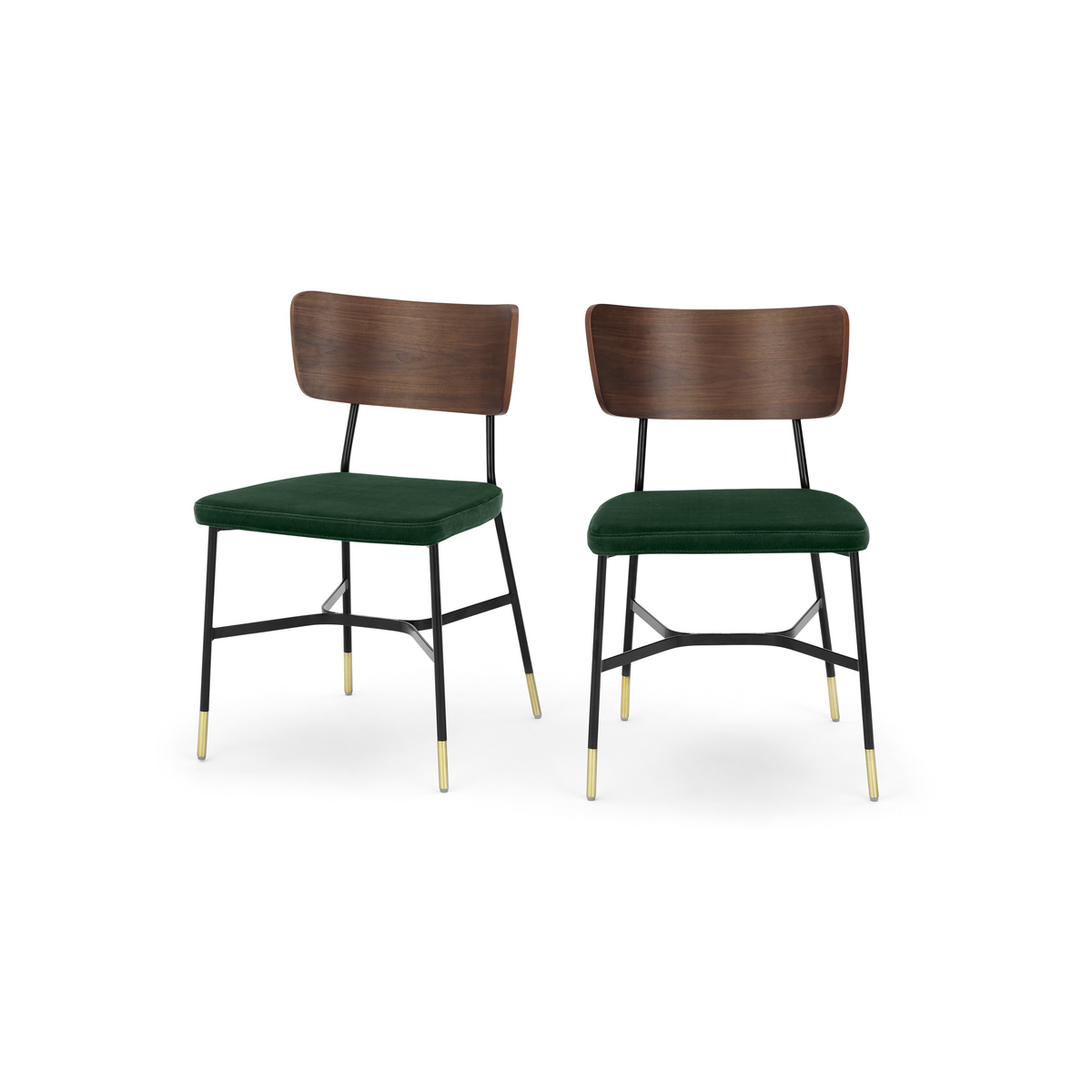 Set of 2 Amalyn Dining Chairs, Walnut and Pine Green Velvet – image 2