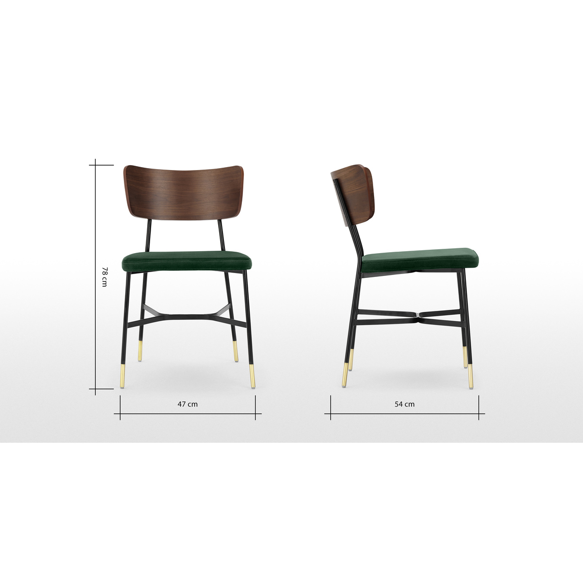 Set of 2 Amalyn Dining Chairs, Walnut and Pine Green Velvet – image 8