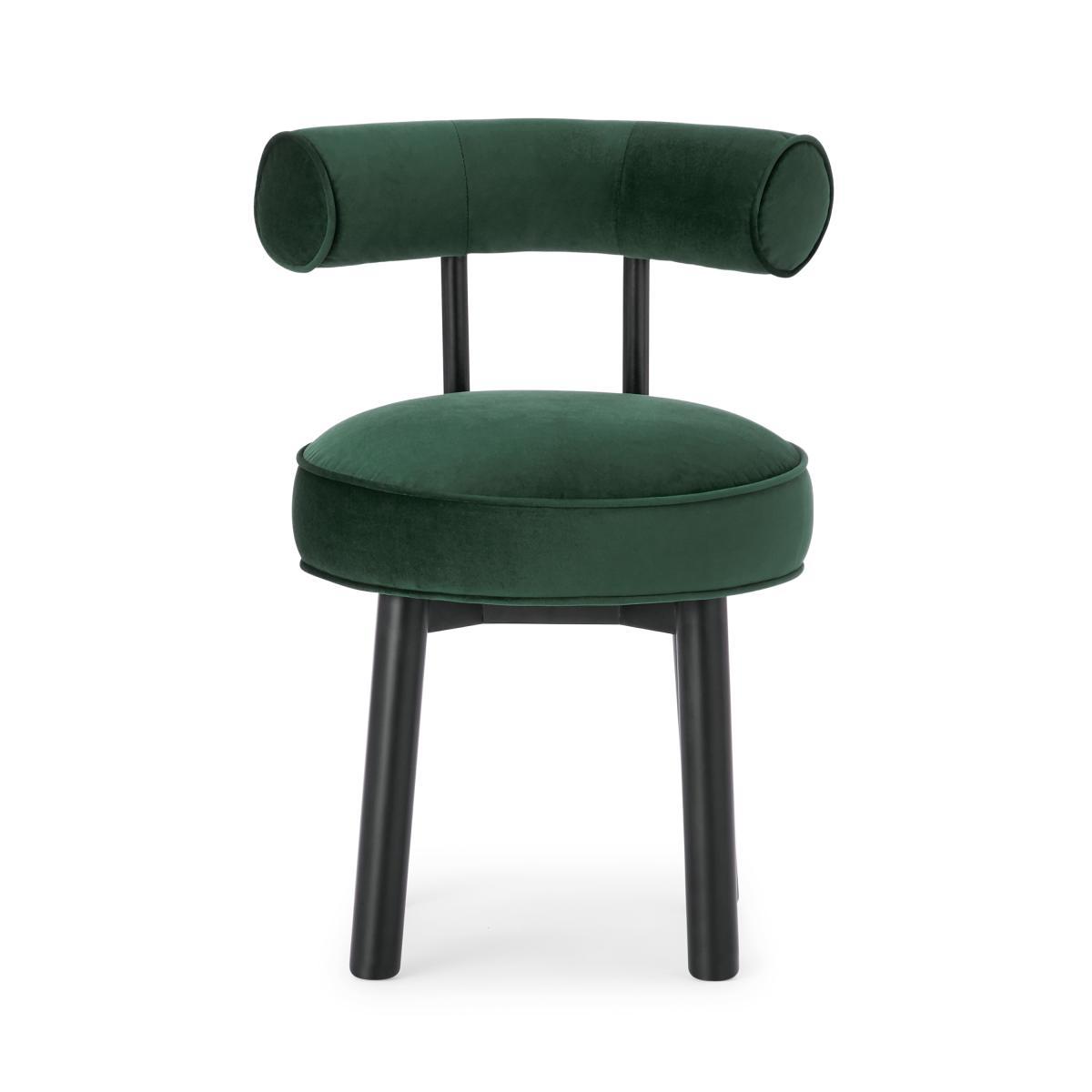 Arais Dining Chair, Moss Green Velvet with Black Legs – image 2