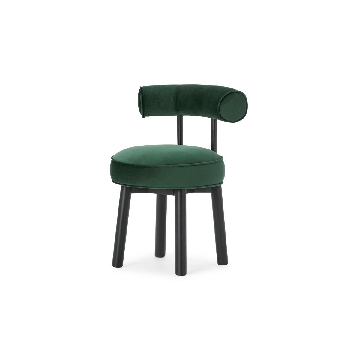 Arais Dining Chair, Moss Green Velvet with Black Legs – image 3