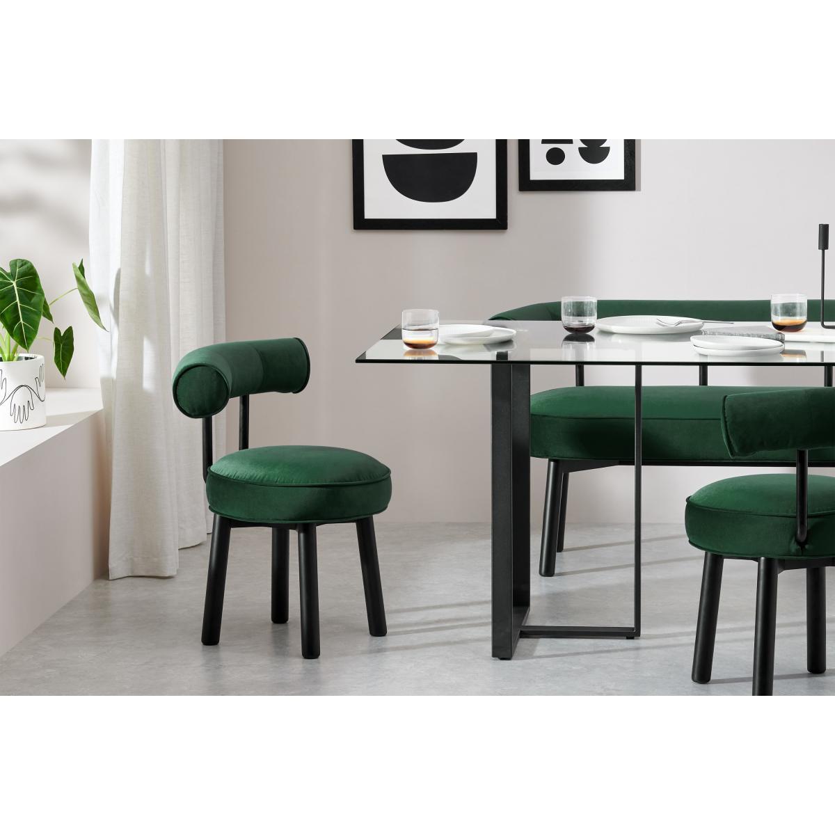Arais Dining Chair, Moss Green Velvet with Black Legs – image 4