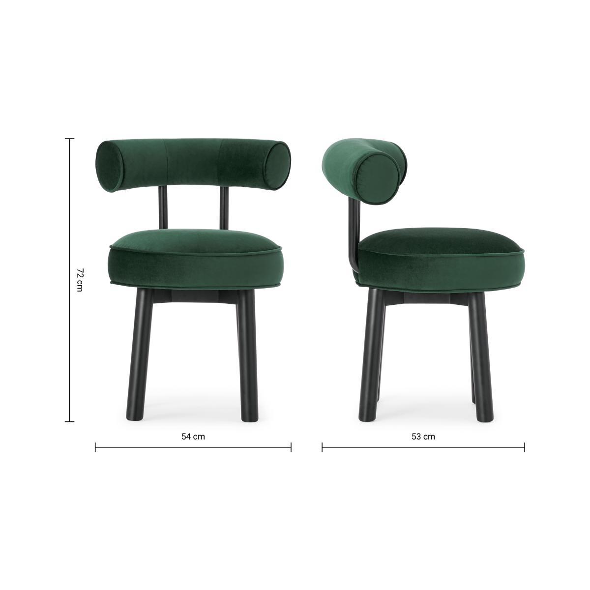 Arais Dining Chair, Moss Green Velvet with Black Legs – image 8