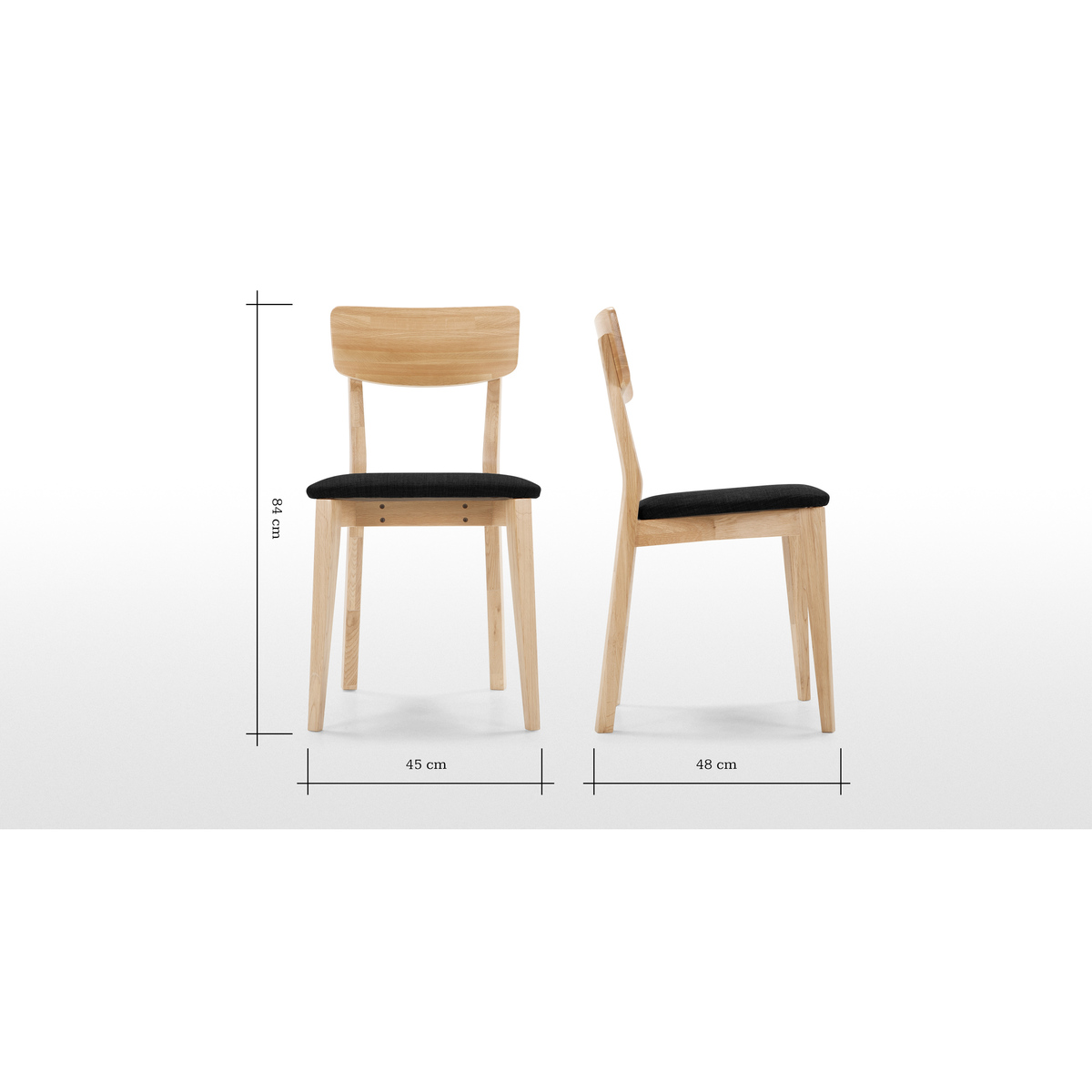 Set of 2 Jenson Dining Chairs, Oak and Dark Grey – image 8