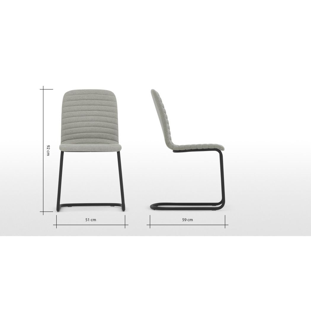 Cata - Set of 2 Cata Cantilever Dining Chairs, Quilted Marl Grey – image 5