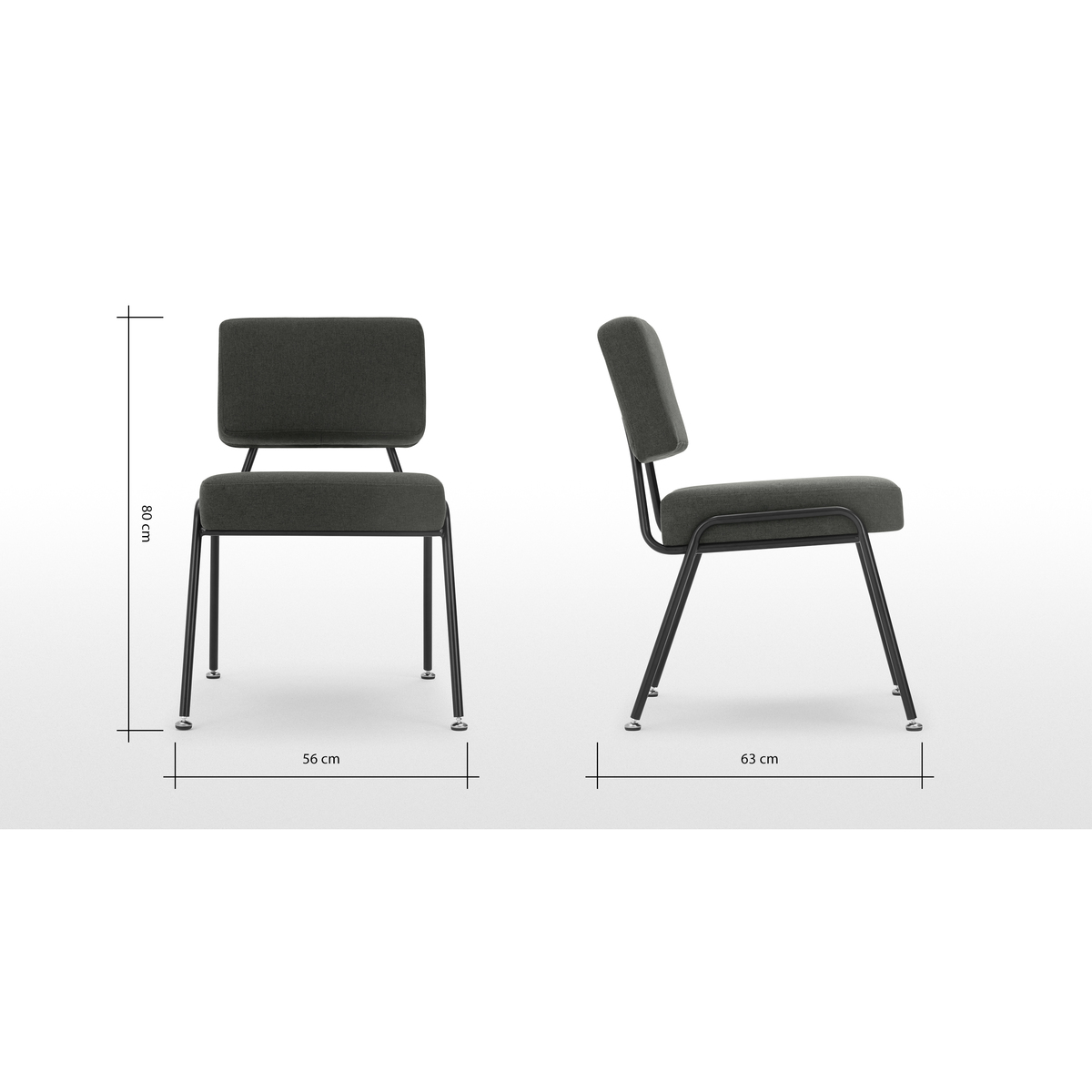 Set of 2 Knox dining chairs, Soot Grey – image 8