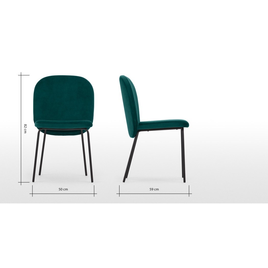 Safia - Set of 2 Safia Dining Chairs, Seafoam Blue velvet – image 5