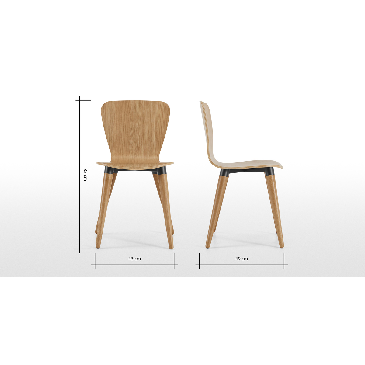 Set of 2 Edelweiss Dining Chairs, Oak and Black – image 3