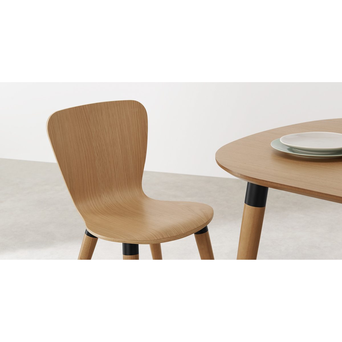 Set of 2 Edelweiss Dining Chairs, Oak and Black – image 5